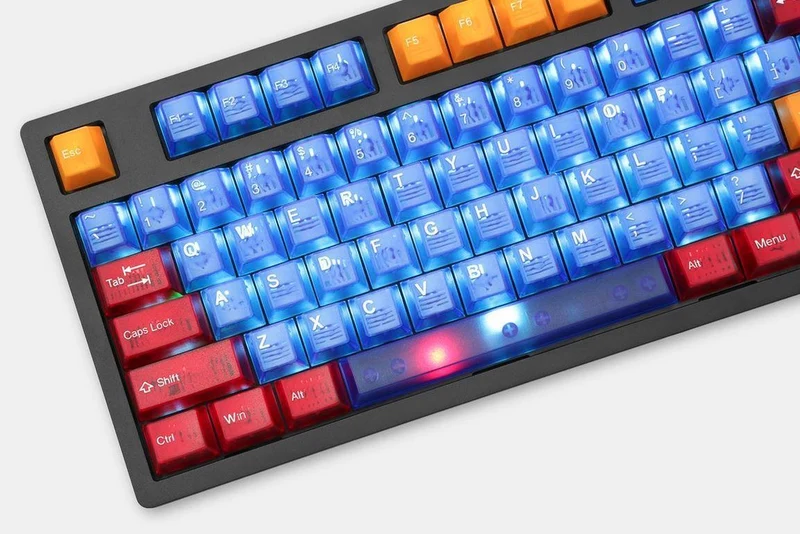 Taihao Double Shot ABS-CUBIC Backlit Keycaps Set For Cherry MX Switch (104-Keys) (ORZ I - Blue) (T31BU301)