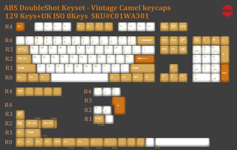 Taihao Double Shot ABS Keycaps Set For Cherry MX Switch (137-Keys) (Vintage Camel) (C01WA301)