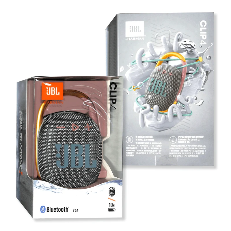 JBL Clip 4 Waterproof Bluetooth Wireless Speaker (Grey)