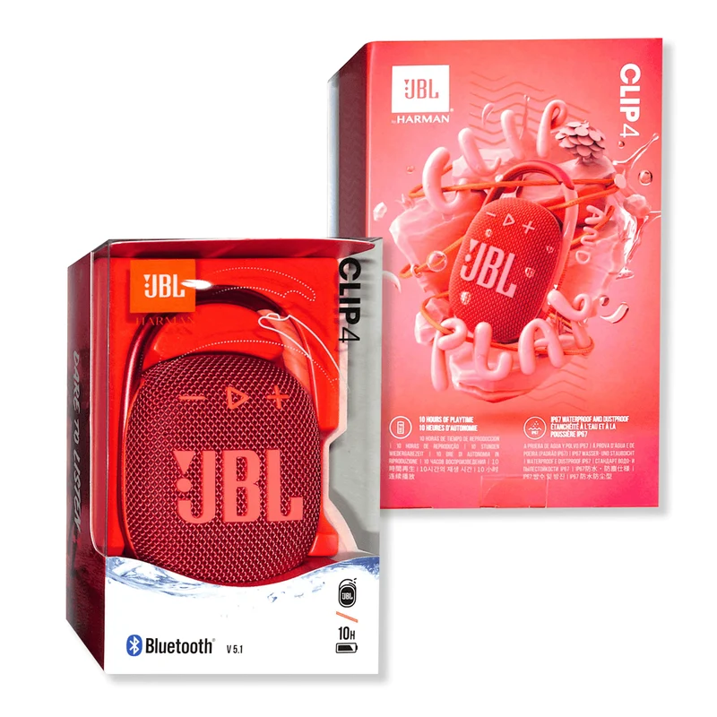 JBL Clip 4 Waterproof Bluetooth Wireless Speaker (Red)