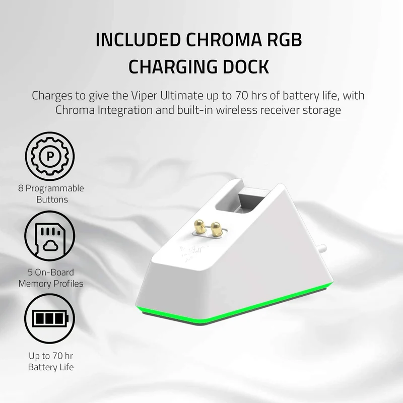 Razer Viper Ultimate Wireless Gaming Mouse W/ Charging Dock (Mercury)