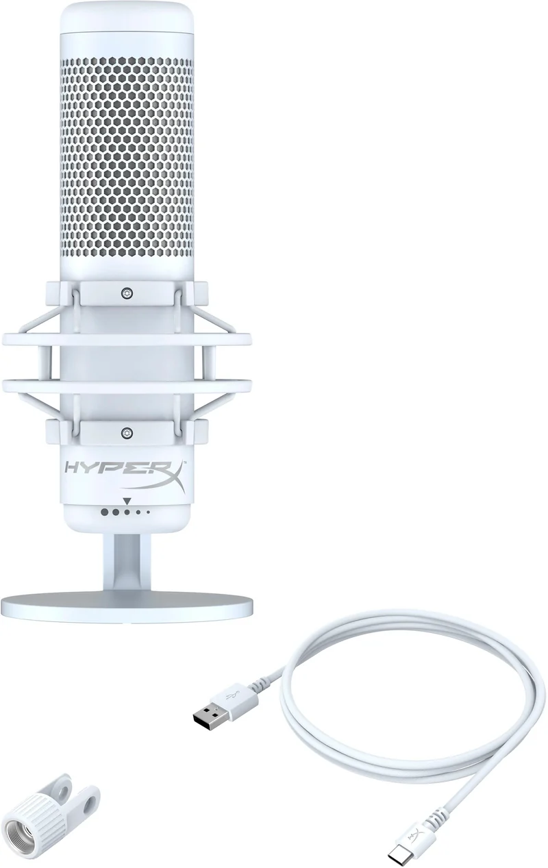 HyperX Quadcast S Wired Multi-Pattern USB Electret Condenser Microphone For PC/ Mac/ PS5/ PS4 (White)
